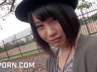 Grand japanese damsel +18 use adult film toys in a park on Tokyo