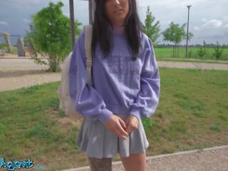 Public Agent - groovy natural young and skinny college adolescent takes Euros for outdoor flashing and adult clip outside with big shaft