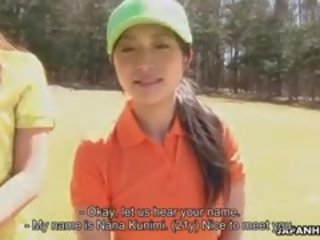 Sjarmerende golf unge hunn nana kunimi gå ahead en mistake og nå hun